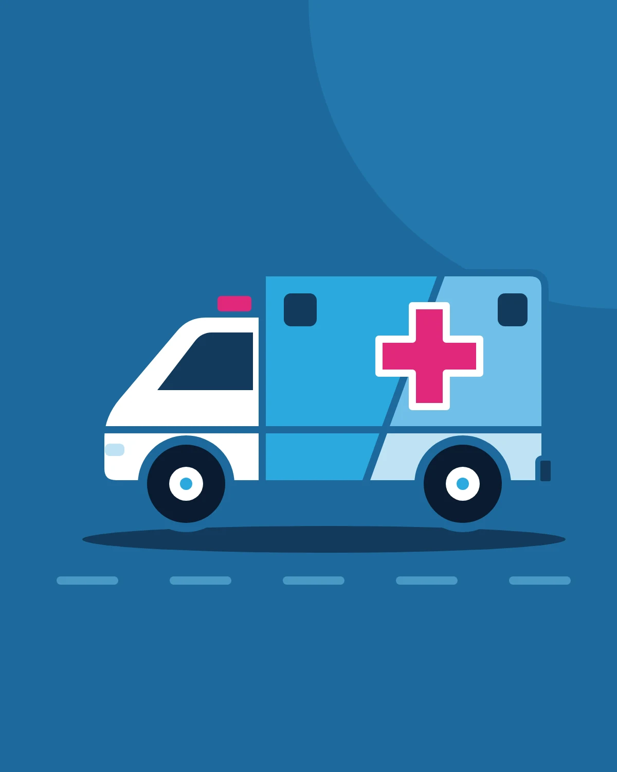 Illustration of an ambulance with the medical cross